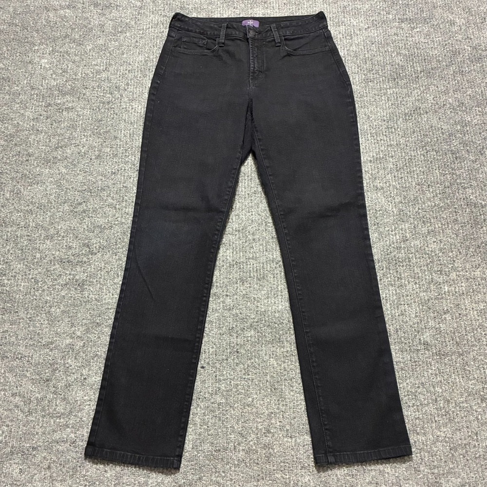 NYDJ Not Your Daughter Jeans Womens Skinny Size 8 Black Denim Stretch Mid Rise
